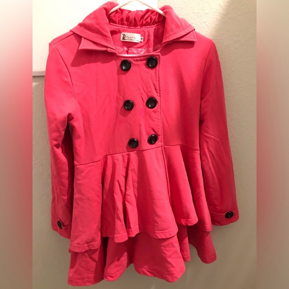 Girls' Pink Double-Breasted Peplum Jacket Size 14